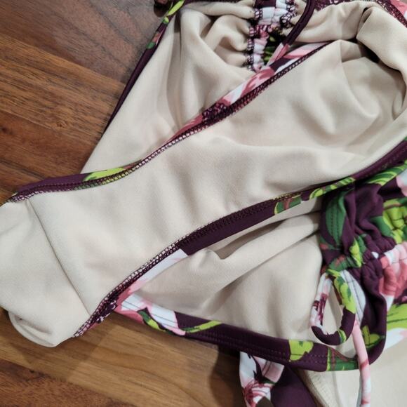 Kona Sol One piece Floral Swim Suit Padded Cups Strappy Back Size XL - Picture 7 of 10